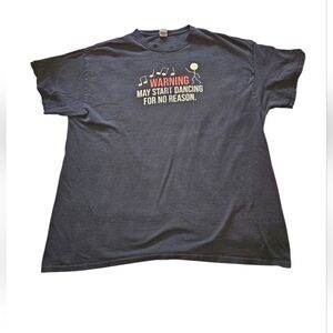 XL Mens "Warning May Start Dancng For No Reason" Gildan Ultra Cotton Black Tee